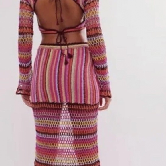 Free People Sunrise Bali Crochet Maxi Skirt Size XL - Picture 5 of 7